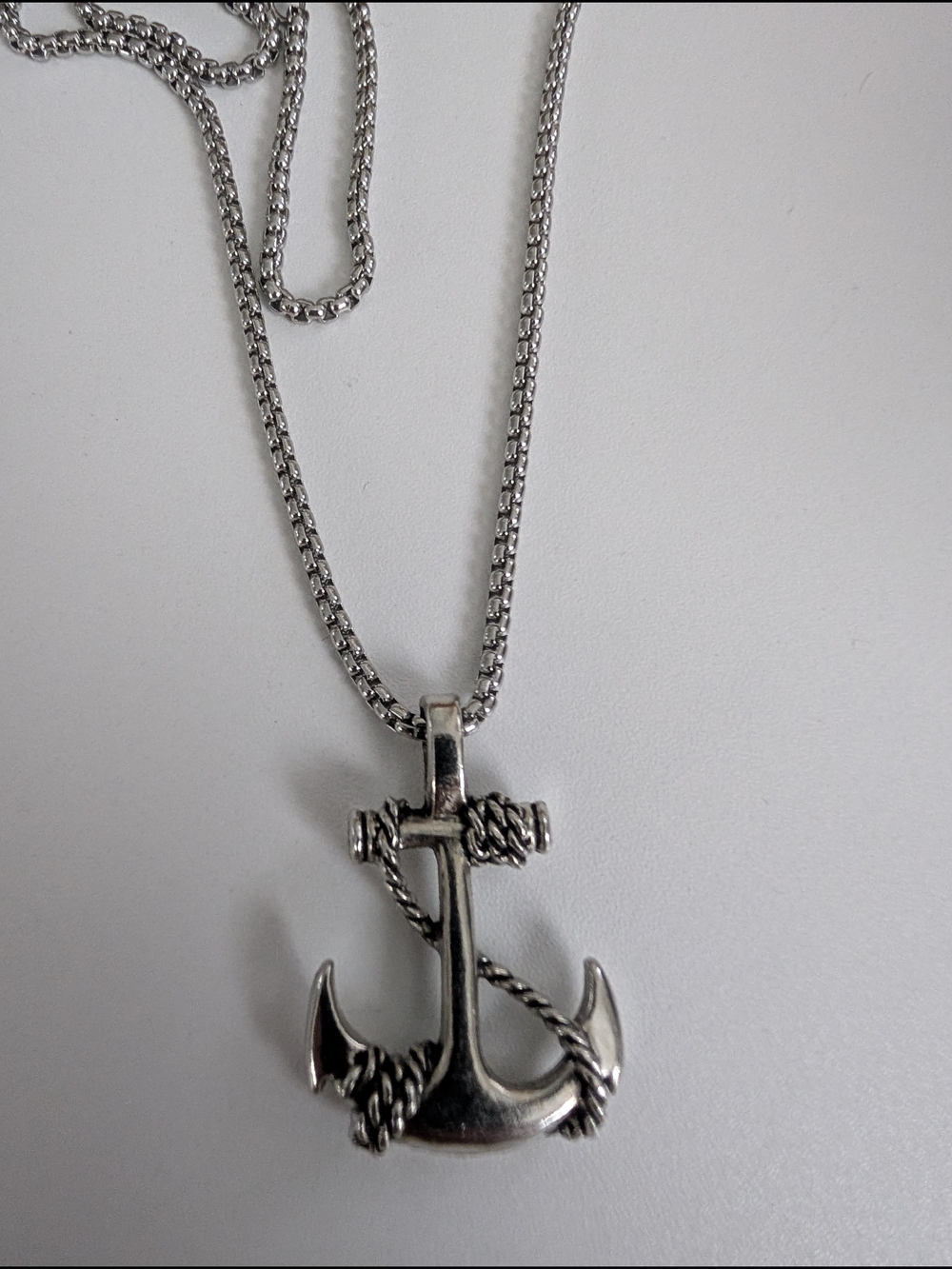 Silver Anchor Pendant Necklace
